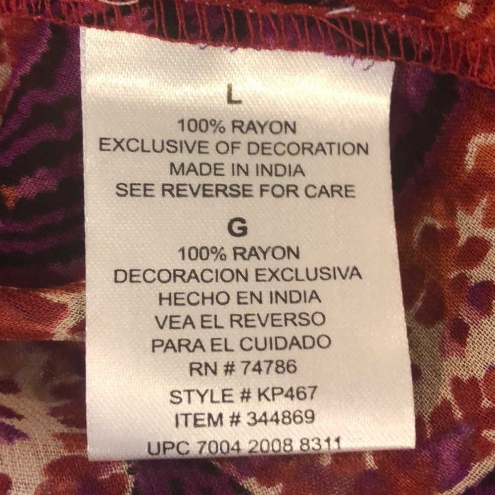 Bila Sheer Lace Fuschia Peasant Blouse Large NWT - Picture 6 of 7